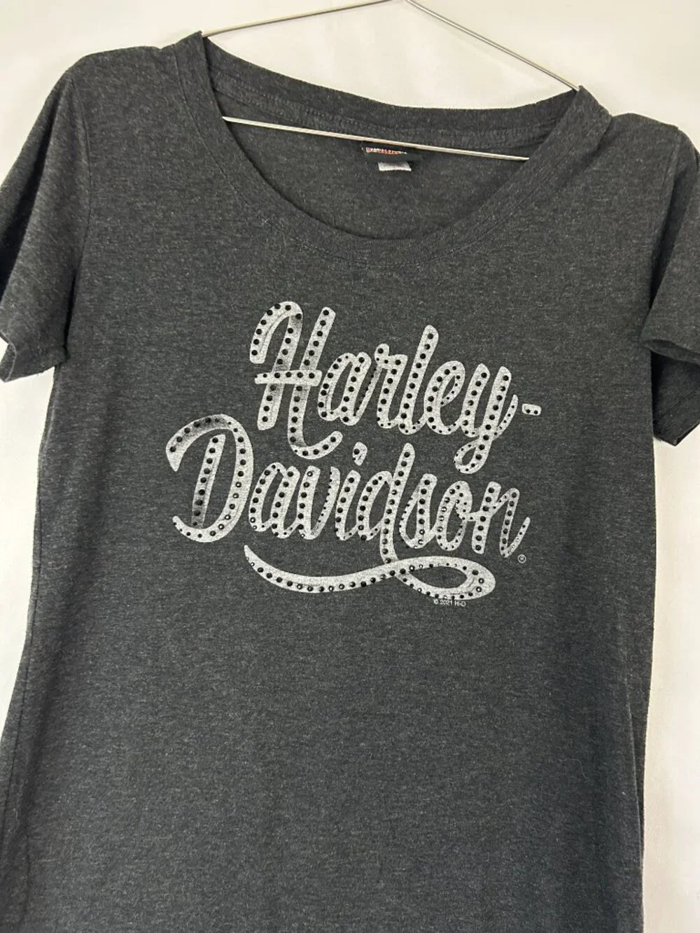 Harley Davidson Rhinestone Lynchburg T shirt L Gray